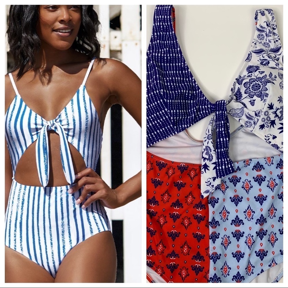 Cupshe Knotted Open Front One Piece Swimsuit